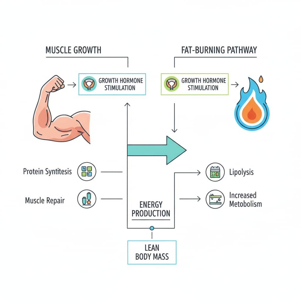 Peptides stimulating growth hormone and fat loss pathways