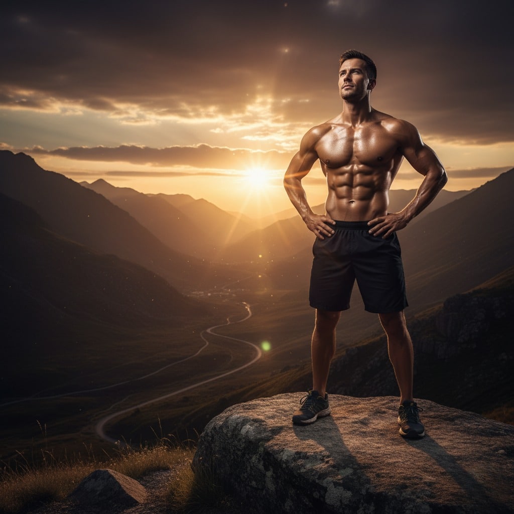Athlete achieving muscle growth and fat loss goals with peptide
