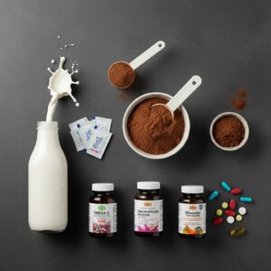 Premier Protein shake nutrition facts infographic showing 30g protein, 160 calories, 1g sugar, 4g carbs, and minimal fat.